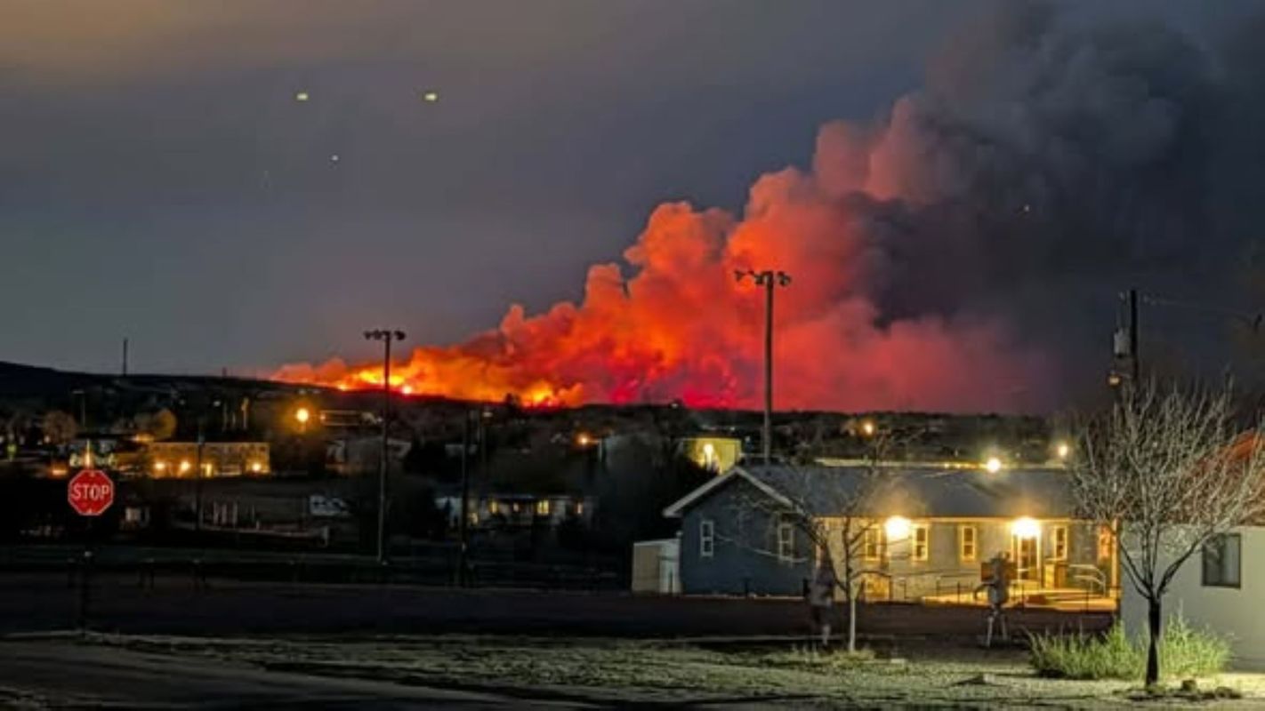 Wildfire and smoke burning several streets over.