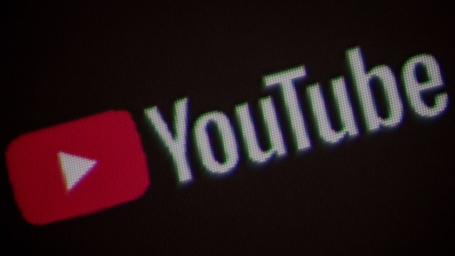 A close-up view of the YouTube logo.