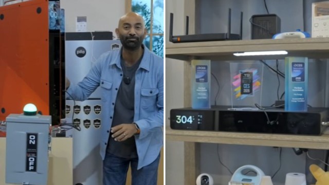 Person talking about Pila backup batteries.