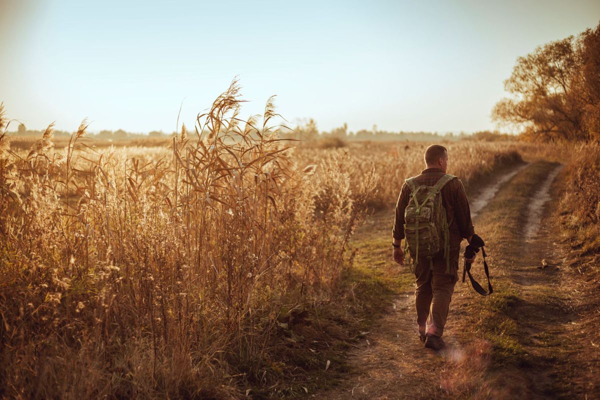 Person walking on hunting trail.