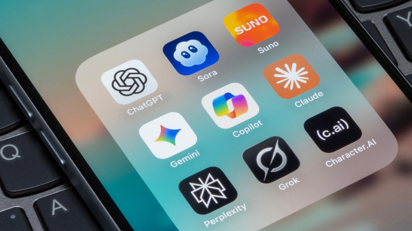 A close-up of a smartphone screen displaying various AI application icons.