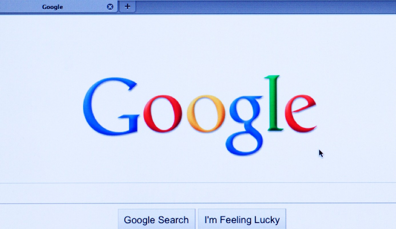The Google homepage featuring the colorful logo and search options.
