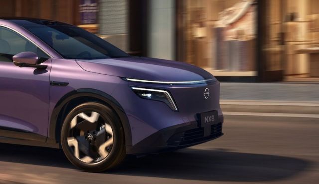 The front part of a Nissan NX8 electric SUV.