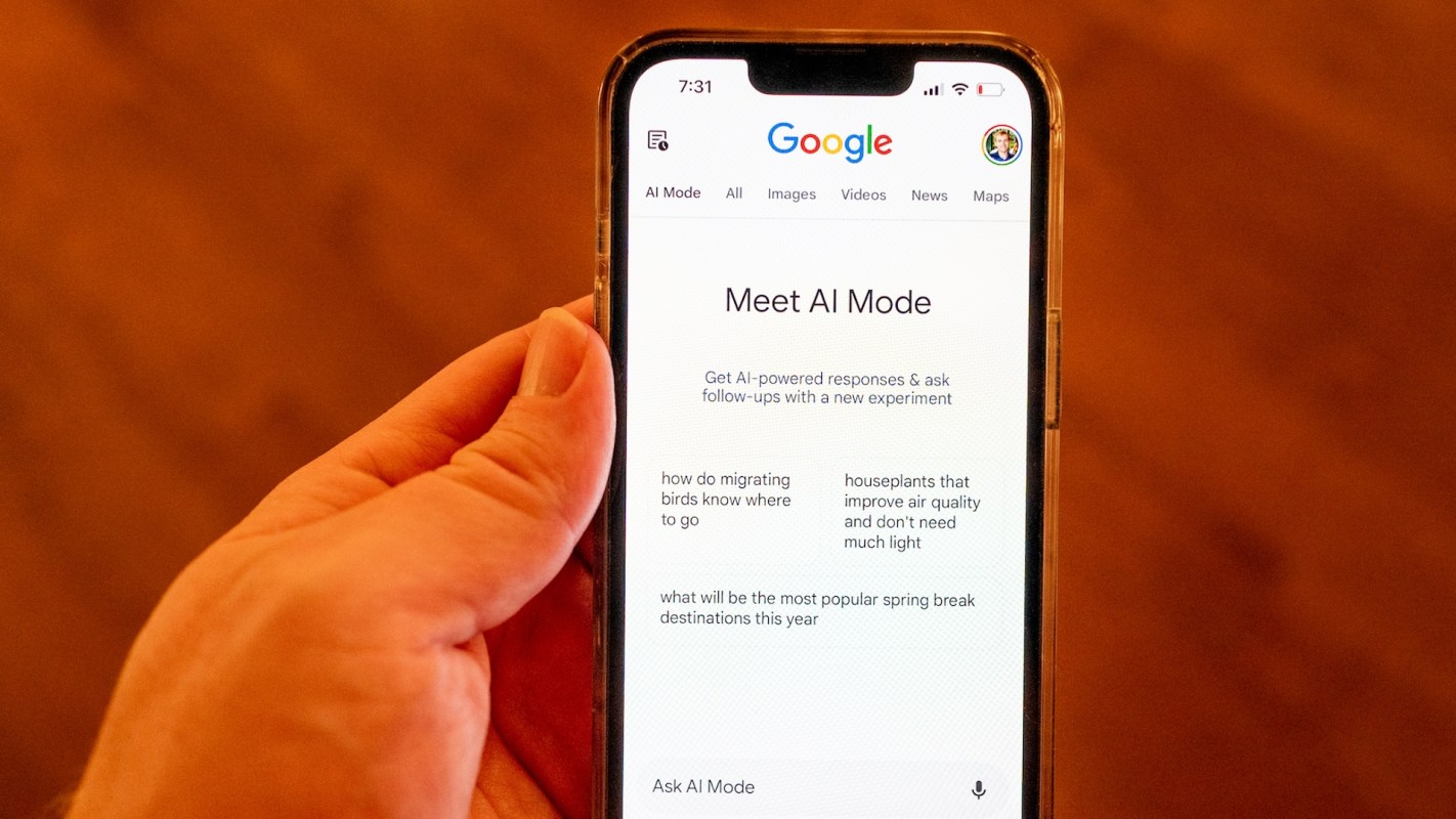A phone displaying Google's AI Mode.
