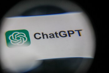 A close-up of a screen displaying the ChatGPT logo and name.