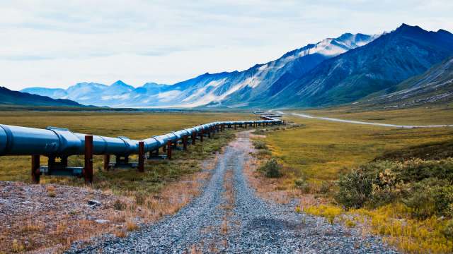 A natural gas pipeline in the north slope region of Alaska.