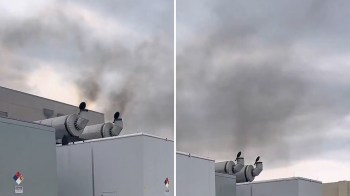 Smoke billowing out of a Florida data center.