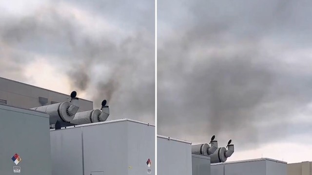 Smoke billowing out of a Florida data center.