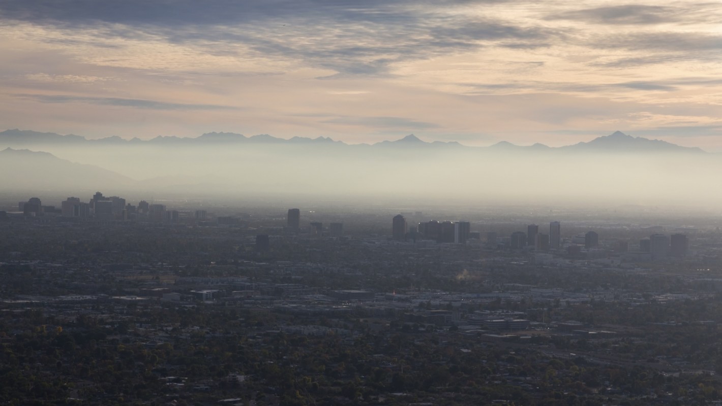A dust storm in a city.