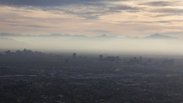 A dust storm in a city.