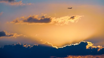 A sunset with dark clouds.