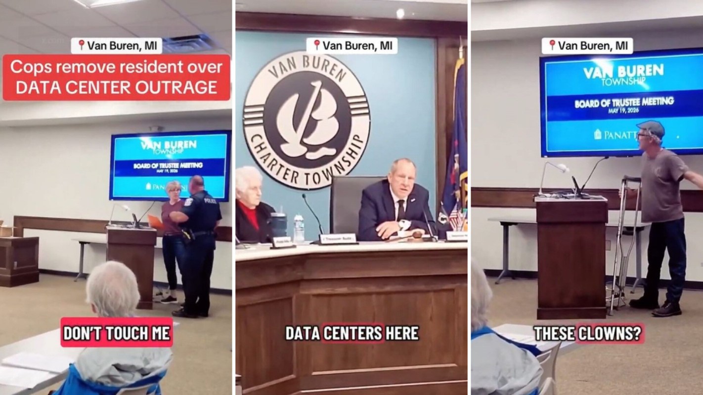 Residents protesting a proposed data center in Michigan.