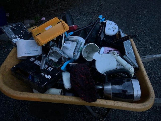 A box full of small appliances.