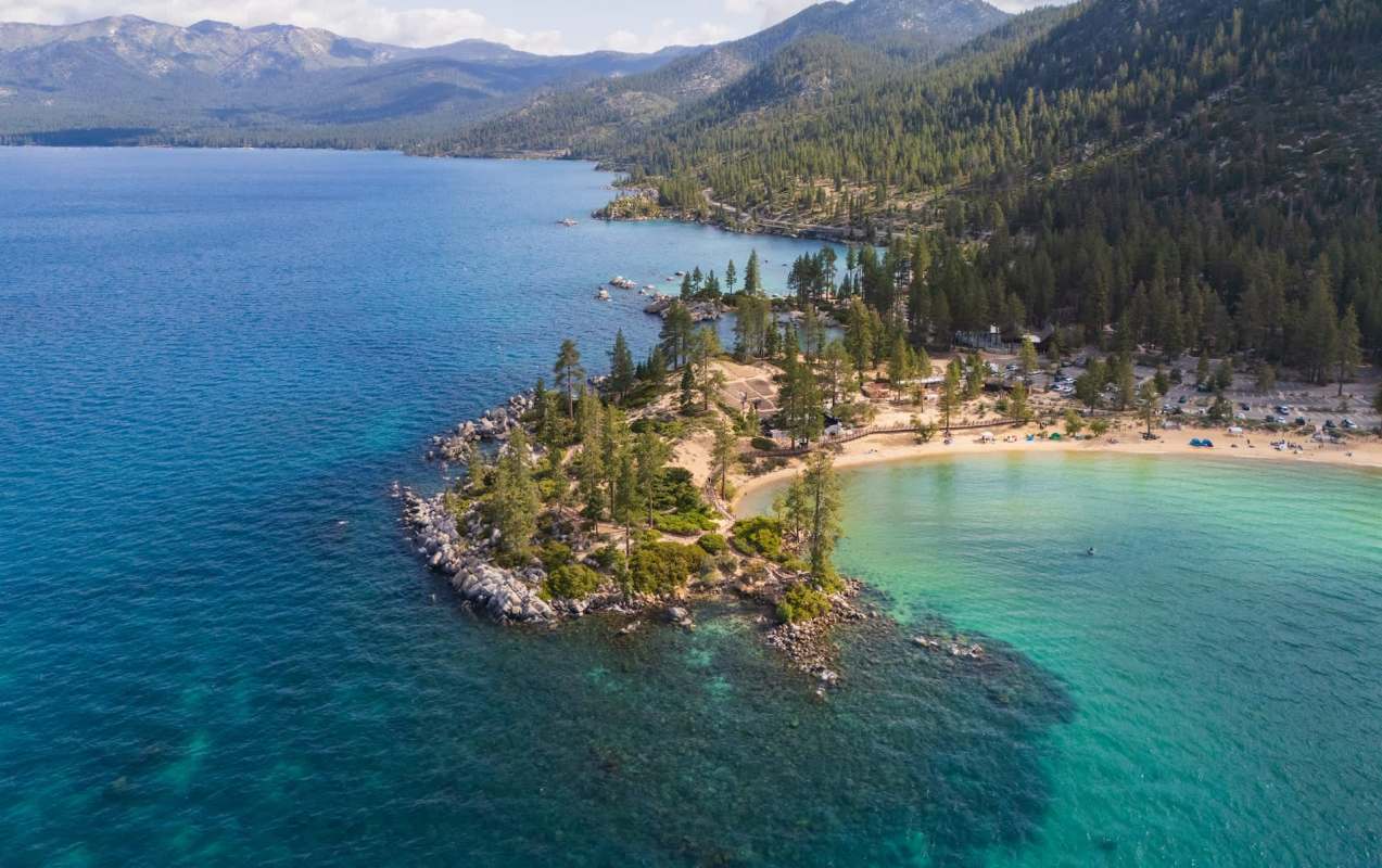 Aerial view of Lake Tahoe.