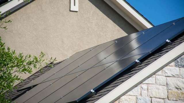 Solar panels installed on a sloped roof.