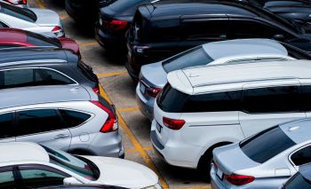 Used cars in a parking lot.