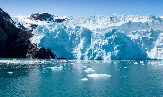 A massive blue glacier.