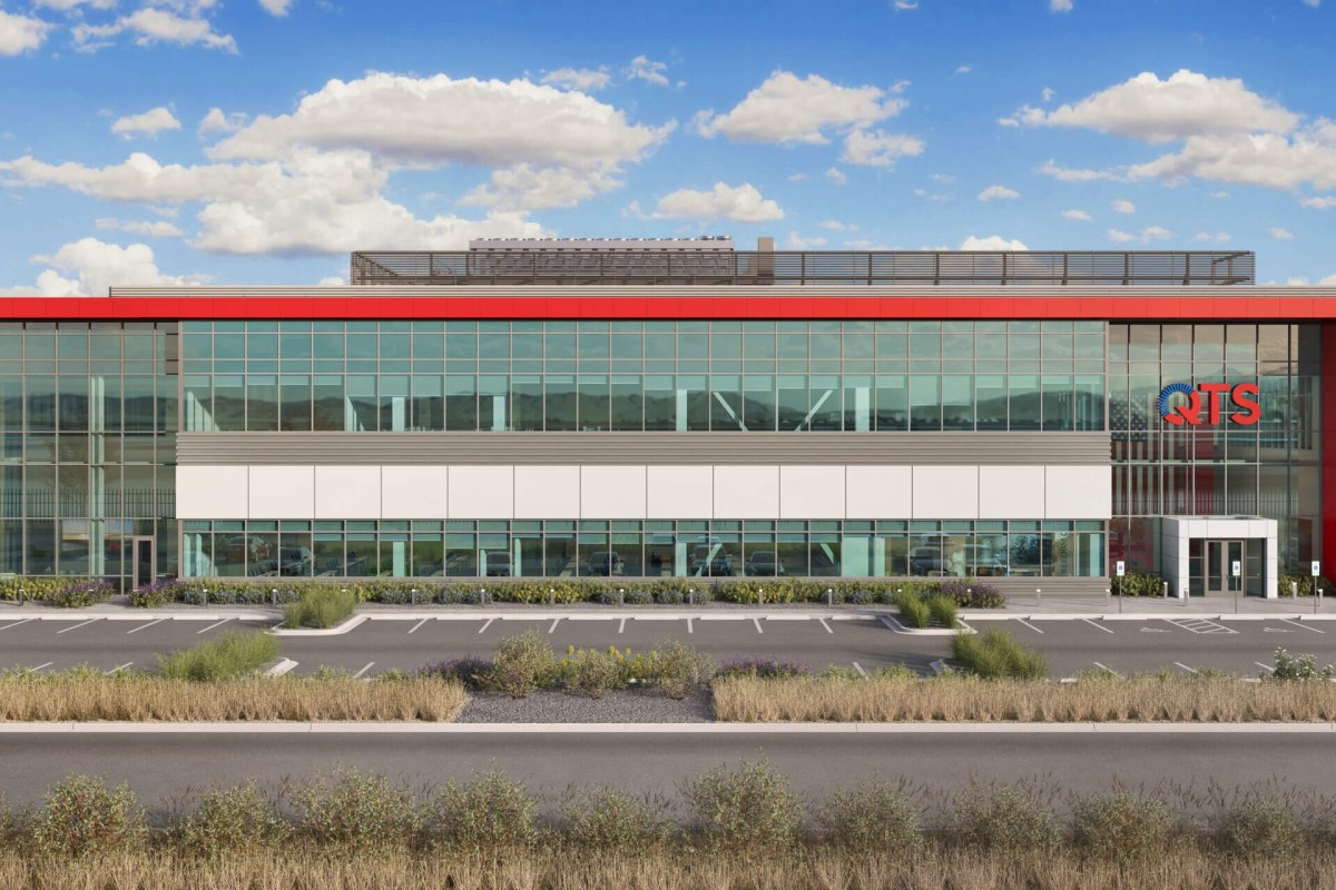 The front of a data center building.