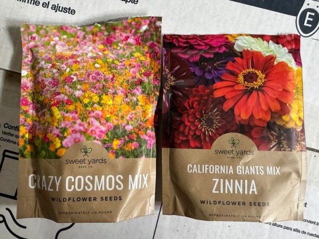 Two packages of wildflower seeds.
