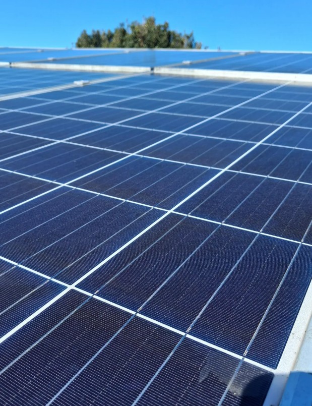 Solar panels with dirt and debris cleaned away. 