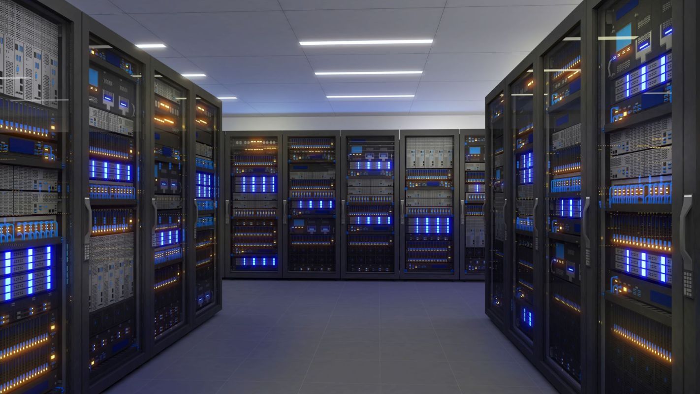 The inside of a data center.