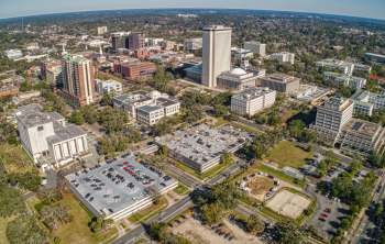 An aerial view of downtown Tallahassee.