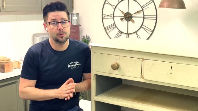 A person talks about a piece of furniture.