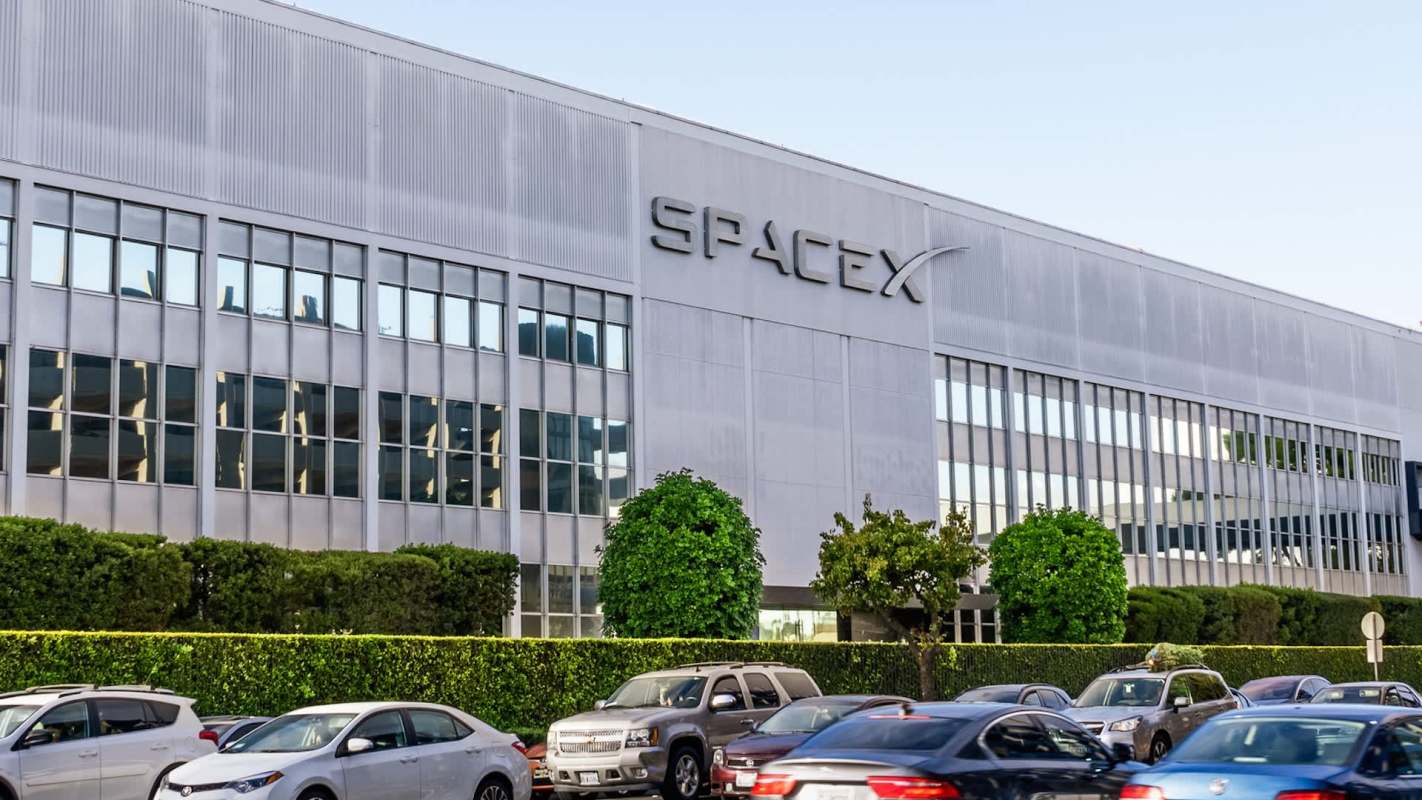 The SpaceX headquarters building.