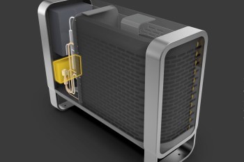 A cutout image of a heat pump.