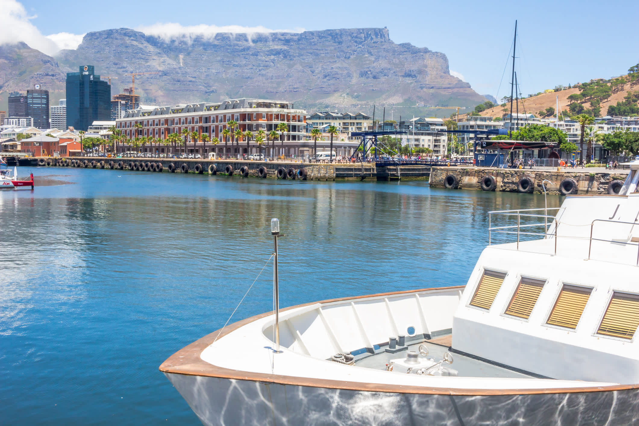 Humpback whale glides through Cape Town's V&A Waterfront