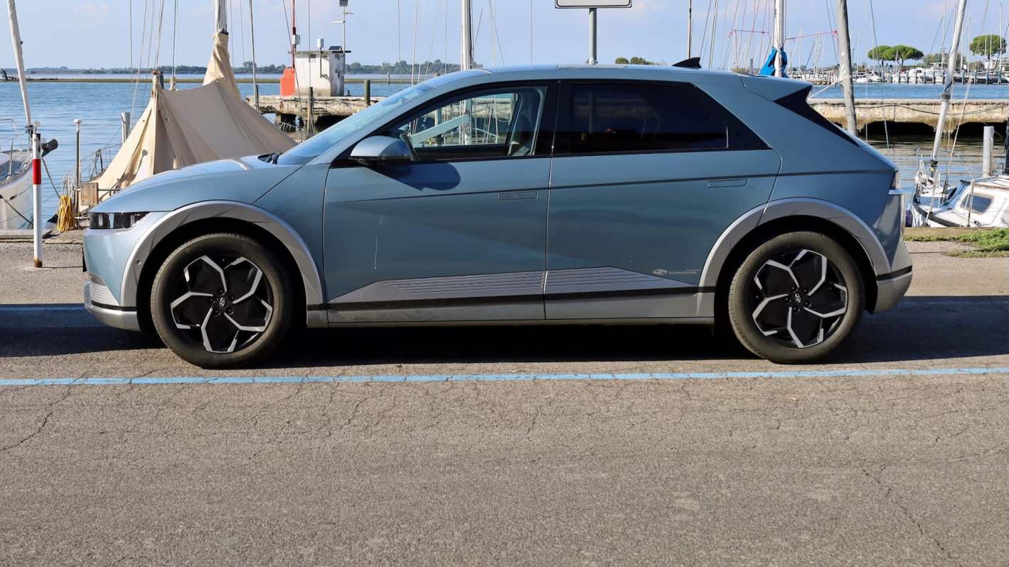 A parked electric car.