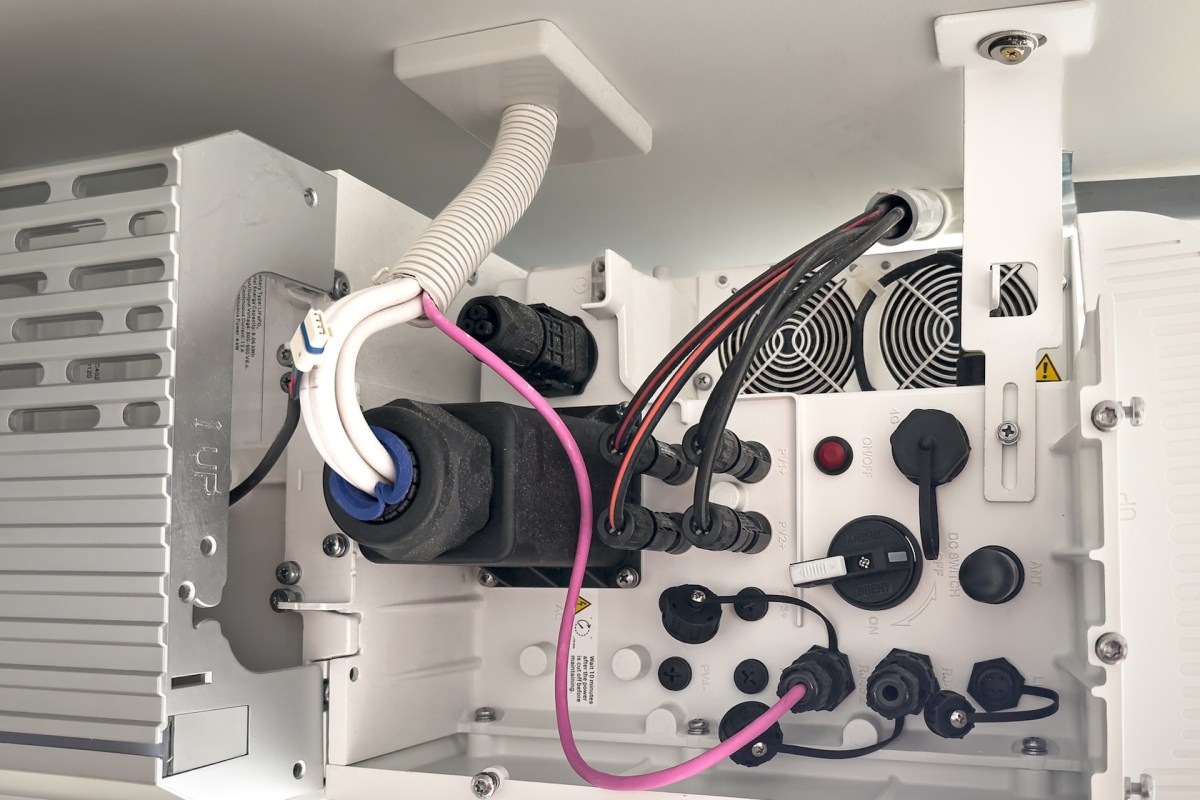 Tubes and wires inside an electronic device.