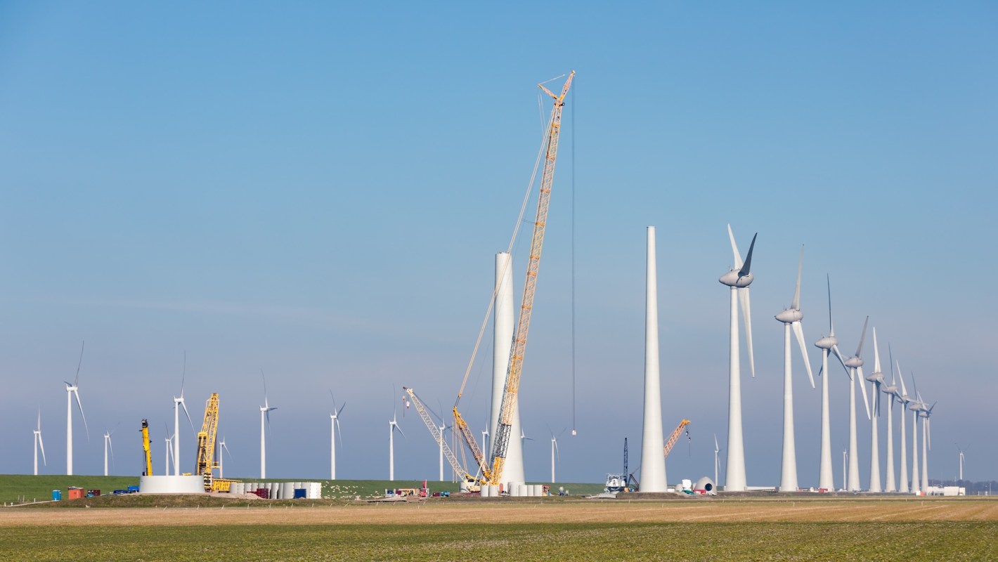 A construction site for wind turbines.