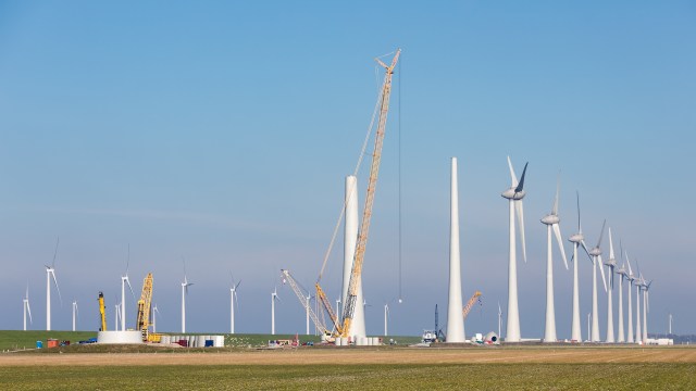 A construction site for wind turbines.