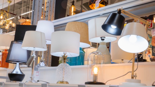 Lamps in a store.