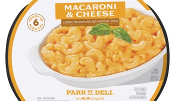 Aldi's Park Street Deli macaroni and cheese, labeled as ready in 6 minutes.