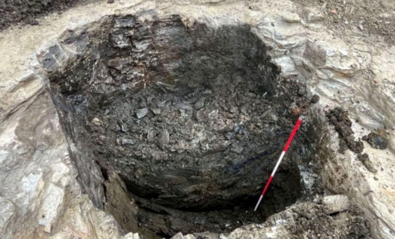 A partially excavated medieval latrine.