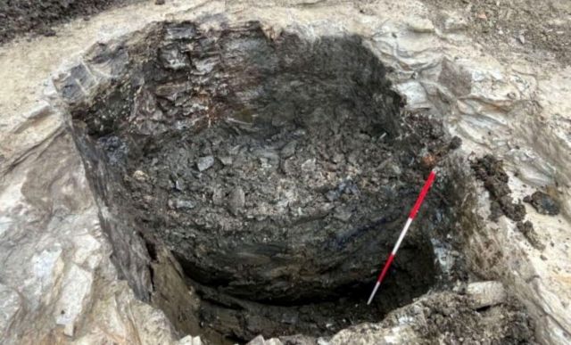 A partially excavated medieval latrine.