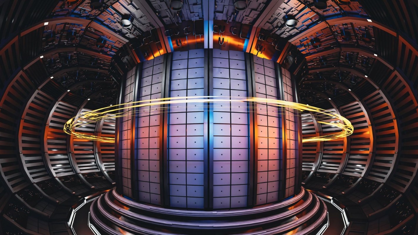 A futuristic interior of a fusion reactor.