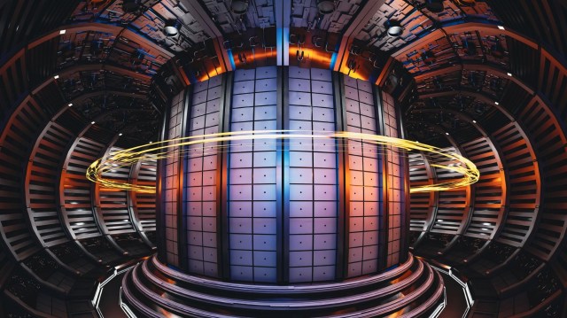 A futuristic interior of a fusion reactor.