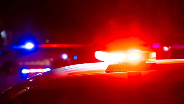 Lights on the top of a police car.