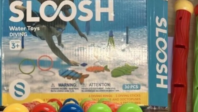 A box of "SLOOSH" water diving toys.