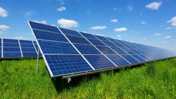 A field of solar panels.