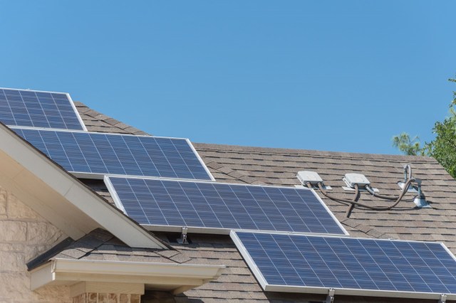 Solar panels on a roof.