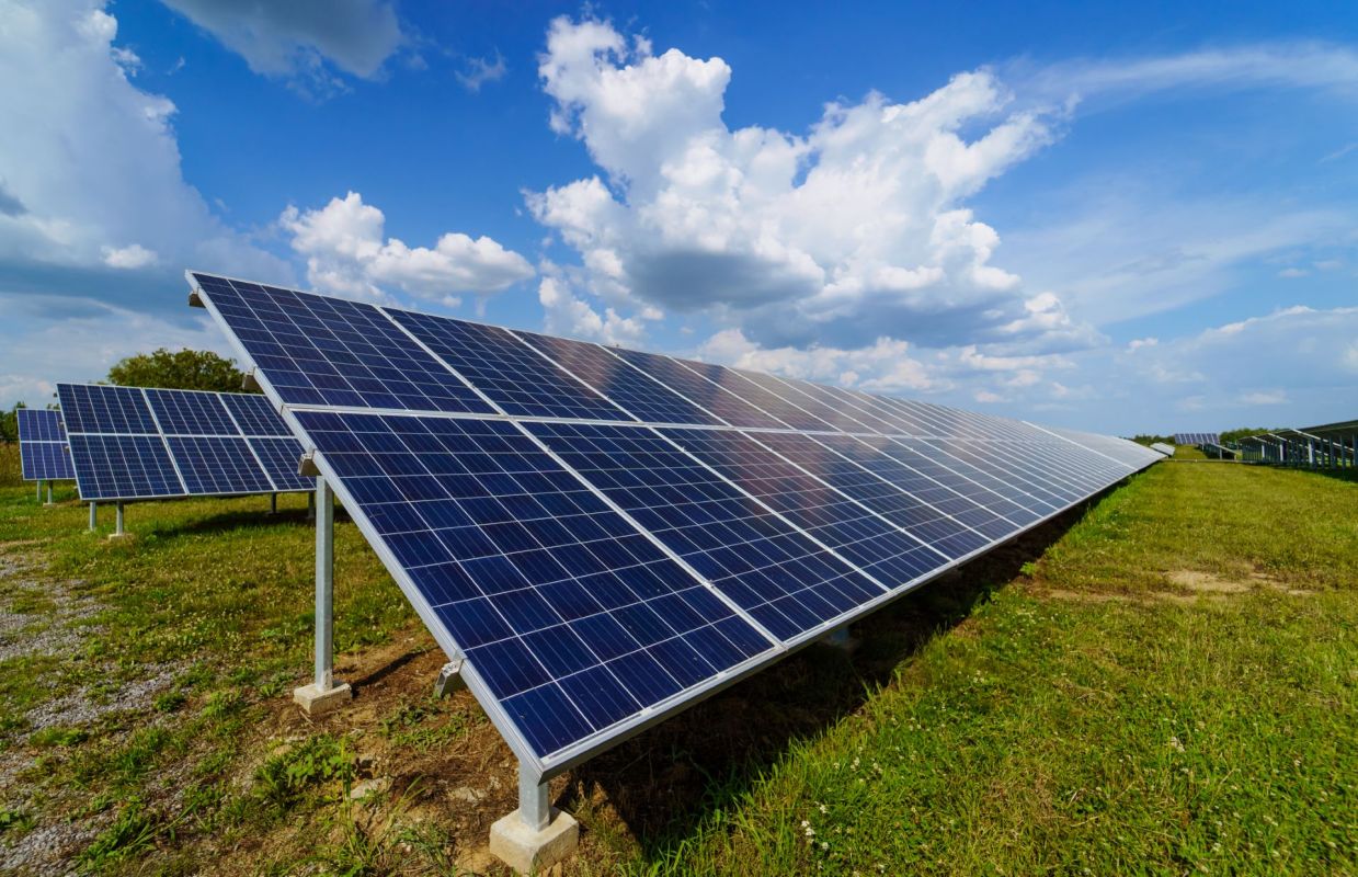 A solar panel farm.