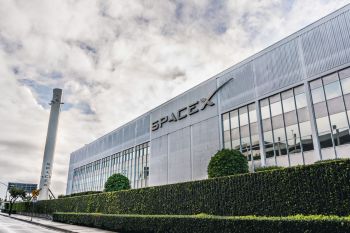 A modern SpaceX building.