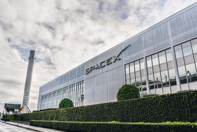 A modern SpaceX building.