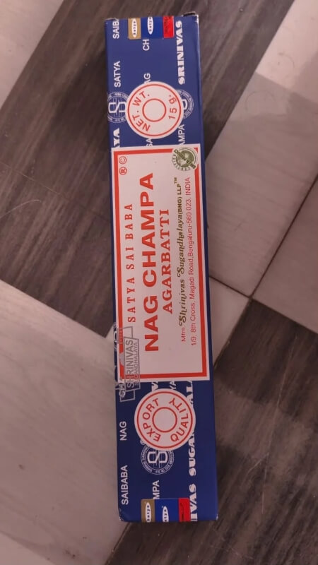 A box of Nag Champa incense.