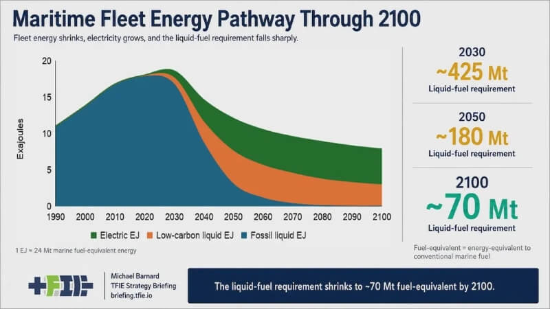 A chart showing projected energy usage by the shipping industry up to 2100.
