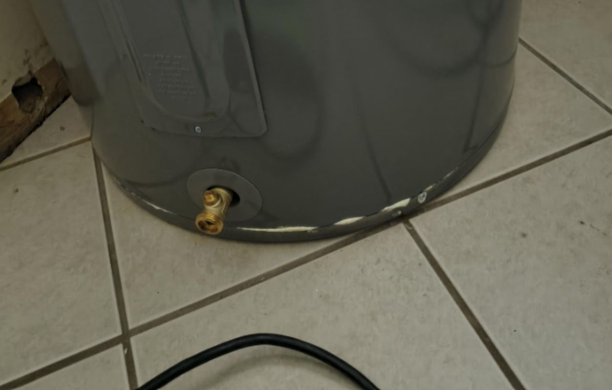 A water heater tank.